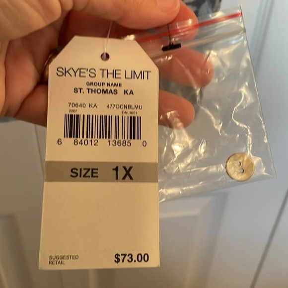 NWT Skye’s The Limit 1X blue floral tunic blouse Working Buttons ruffled bottom - Picture 3 of 13